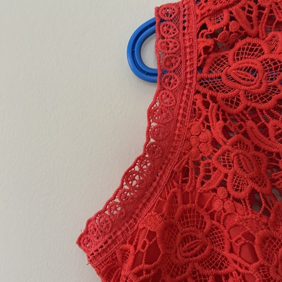 Nanette Lepore lined lacy crochet top open lace on chest zip in back size S - Picture 3 of 6